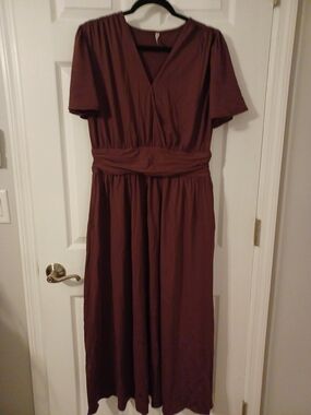 HALARA Wrap-Style Maxi Dress in Maroon